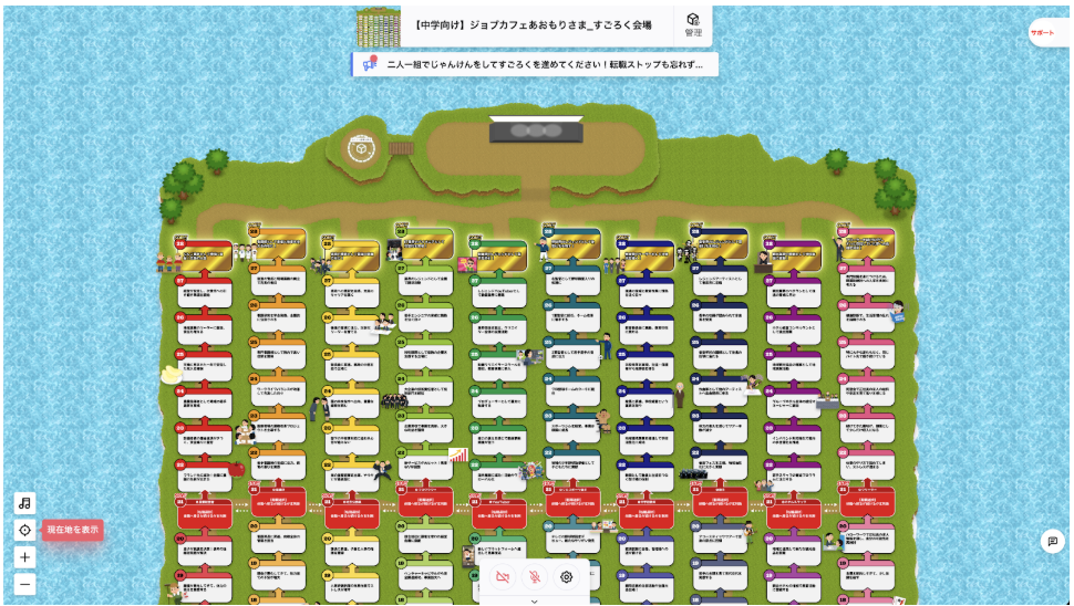 すごろく型バーチャル空間で中学生向けキャリア教育
